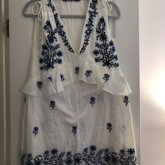 zara white and blue embroidered dress Mina Dress main image 0